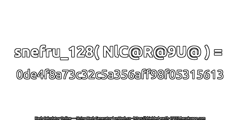 snefru_128( NlC@R@9U@ ) = 0de4f8a73c32c5a356aff98f05315613 | unHash.co