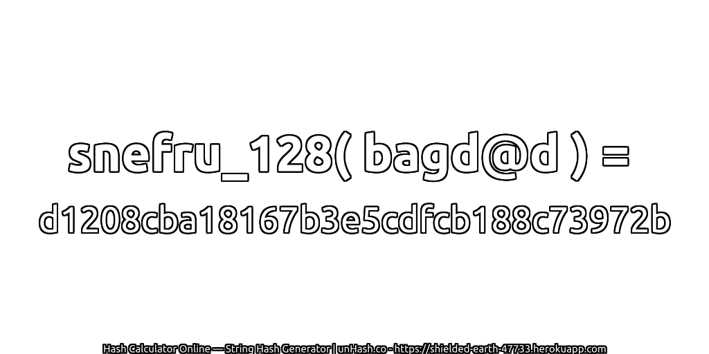 snefru_128( bagd@d ) = d1208cba18167b3e5cdfcb188c73972b | unHash.co