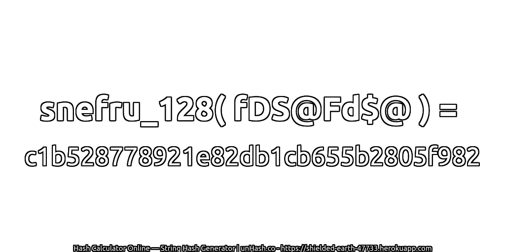 snefru_128( fDS@Fd$@ ) = c1b528778921e82db1cb655b2805f982 | unHash.co