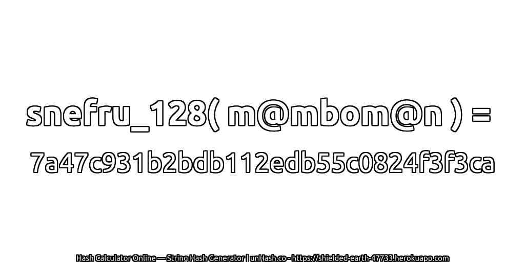 snefru_128( m@mbom@n ) = 7a47c931b2bdb112edb55c0824f3f3ca | unHash.co