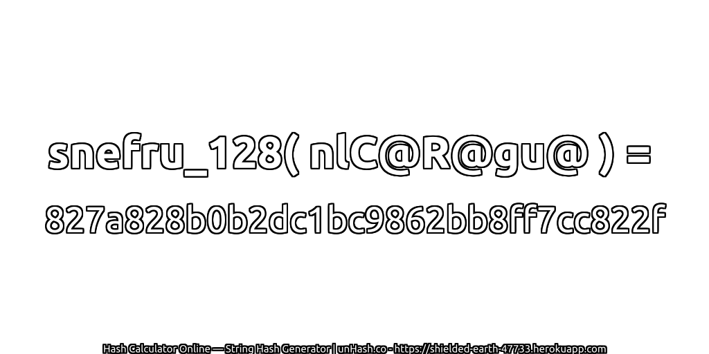 snefru_128( nlC@R@gu@ ) = 827a828b0b2dc1bc9862bb8ff7cc822f | unHash.co