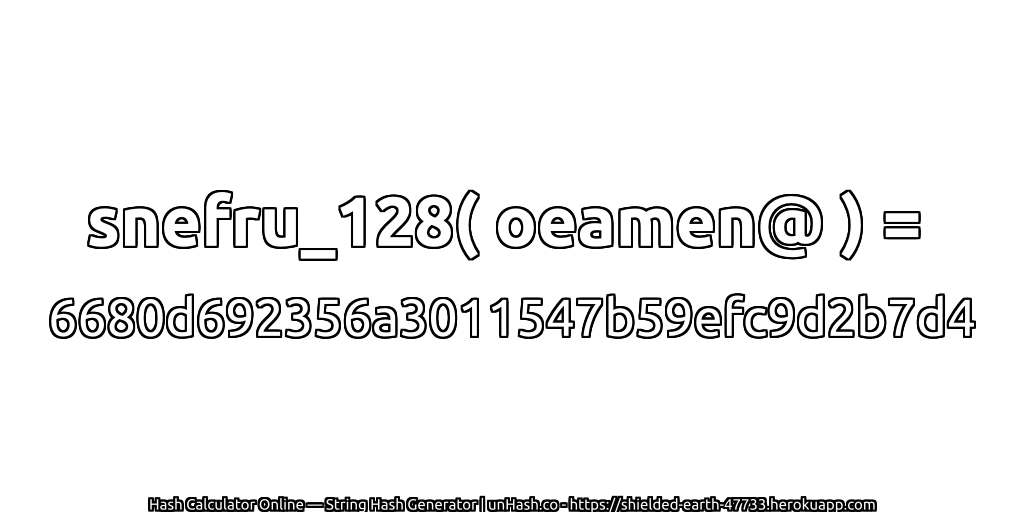 snefru_128( oeamen@ ) = 6680d692356a3011547b59efc9d2b7d4 | unHash.co