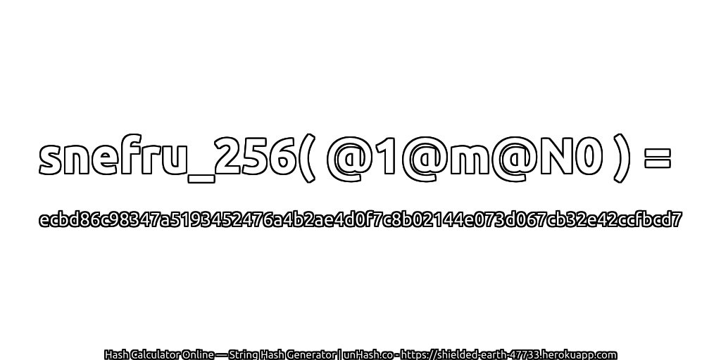 snefru_256( @1@m@N0 ) = ecbd86c98347a5193452476a4b2ae4d0f7c8b02144e073d067cb32e42ccfbcd7 | unHash.co