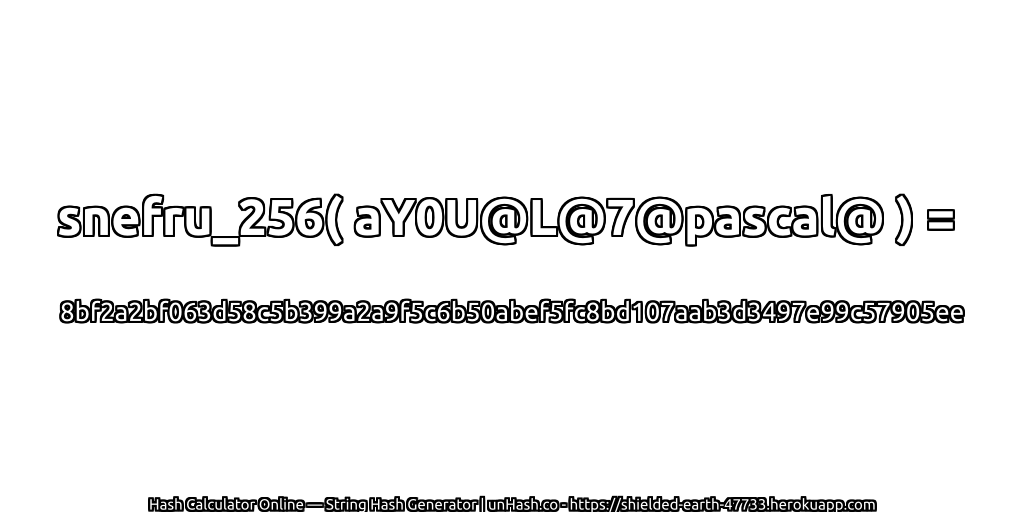 snefru_256( aY0U@L@7@pascal@ ) = 8bf2a2bf063d58c5b399a2a9f5c6b50abef5fc8bd107aab3d3497e99c57905ee | unHash.co